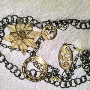 Unique Vintage asymmetrical necklace. Hand made.